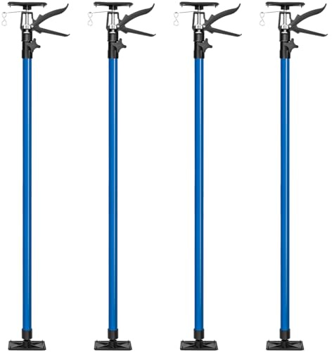tectake® Juego de Tensores para Puerta, Puntales de Obra Ajustables, Puntal Telescopico Extensible, Puntales Extensibles, Varilla Telescopica, Poste Telescopico Extensible - Juego de 4 Azul