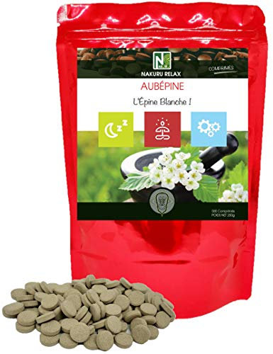 NAKURU | Aubépine | Gamme Relax | Fabriqué en France | L'Épine Blanche! | (500 Comprimés de 500mg / Poids Net: 250g / Rouge)