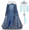 FStory&Winyee Eiskönigin ELSA Kostüm Mädchen Prinzessin Kleid mit Umhang Frozen Cosplay Party Fasching Eisprinzessin Verkleidung Set Diadem,Zauberstab,Handschuhe,Halskette,Ring,Ohrringe,Armband