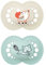 MAM Original Succhietto 6+ Mesi (Set da 2), Ciuccio MAM 6-16 mesi con tettarella ortodontica in silicone, Kit da 2 accessori neonato con pratico porta ciuccio sterilizzatore, Beige/Salvia
