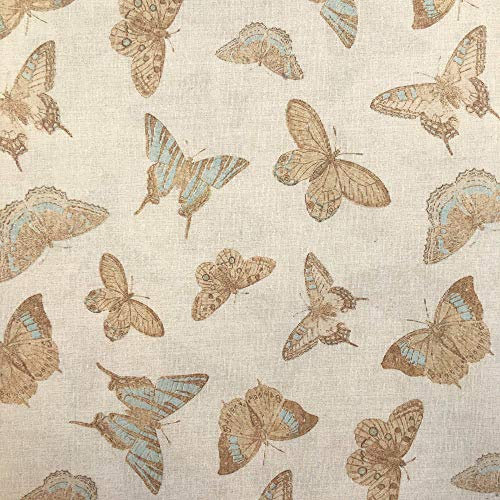 Gedruckt Canvas Dekostoff - Stück: 100 cm Länge x 280 cm Breite | Schmetterlinge - Blau