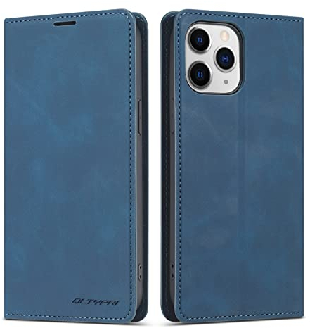 QLTYPRI Hülle für iPhone 12 iPhone 12 Pro, Premium Dünne Ledertasche Handyhülle mit Kartenfach Ständer Magnetverschluss Flip Schutzhülle Kompatibel mit iPhone 12 iPhone 12 Pro (6,1 Zoll) - Blau
