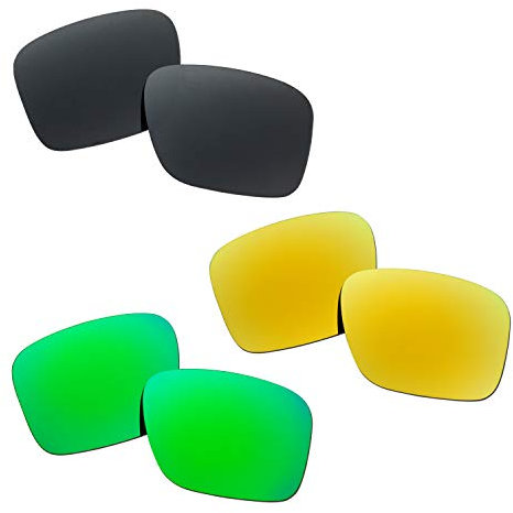 SOODASE Pour Oakley Holbrook XL Des lunettes de soleil Noir/Doré/Vert Verres de remplacement polarisés