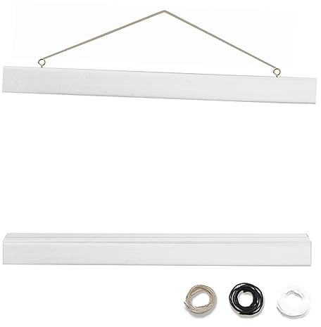 artissimo, PE6564-PL, magnetische Posterschiene für Bilder DinA2 hoch oder Poster 50x70cm, Breite 50cm, Posterleiste aus Echtholz weiß, Posterhalter, Posterhänger Holz, Klemmschiene Hanger Holder