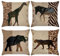 Bonhause 4er Set Kissenbezüge Tiere Leopard 45 x 45 cm Doppelseitig Giraffe Elefant Afrikanische Polyester Leinen Dekorative Kissenhülle Zierkissenbezüge für Sofa Wohnzimmer Zuhause Dekoration