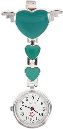 Hemobllo Uhr Taschenuhr Schwesternuhr Herz Design Quarzuhr Krankenschwesteruhr Ansteckuhr Brosche Quarzwerk Pflegeuhr Fob Uhr für Arzt Damen