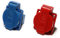 HOLZER 8 Stück/Einbausteckdose Schuko Anbau Steckdose 16A Feuchtraum / PA6 / + Flansch Dichtung (4xBlau / 4xRot)