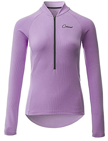 CATENA Radtrikot Damen Langarm Fahrradtrikot Moutainbike Tops Fahrradshirt Bikeshirts MTB Rennrad Radsport Bekleidung Atmungsaktiv Schnell Trocknend Einfarbig Cycling Jersey für Frauen, Lila, L