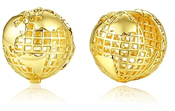 Damen Ohrstecker Weißgold, Ohrringe Vergoldet Mädchen Hohler Globus Ohrringe Creolen - Ohrringe Hochzeit Modern