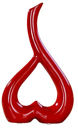 MISNODE Vase de fleurs en céramique en forme de cœur, 25,9 x 15 cm, vase en céramique pour décoration de maison, salon, chambre à coucher, rouge