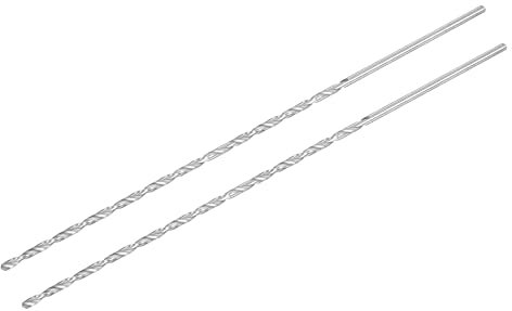 sourcing map HSS(High Speed Steel) Extra Long Twist Drill Bits, 3mm Drill Diameter 250mm Length for Hardened Metal Woodwork Plastic Aluminum Alloy 2 Pcs