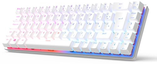 CIY X79 Clavier sans Fil Mécanique 65% AZERTY FR Hot Swappable Panneau en Alliage d'aluminium CNC (Interrupteur Rouge Evo) Blanc (White)
