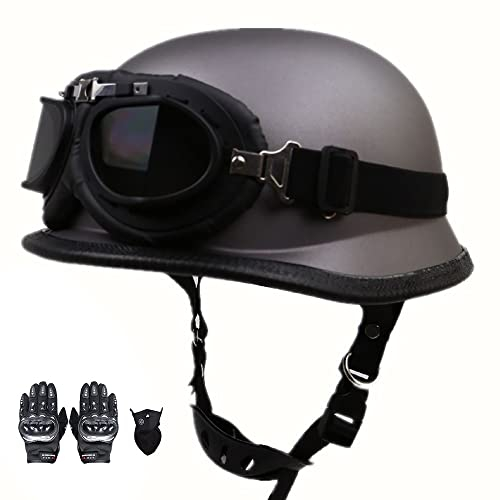 Beyswage Vintage Style Jet-Helm, DOT/ECE Zertifiziert, Rollerhelm für Damen Herren, 55~64CM, Schwarz