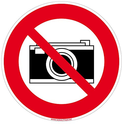 Signalétique.biz France Panneau Appareil Photo Interdit Diamètre 250 mm PVC 1,5 mm