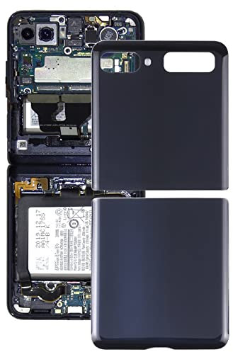 Repairparts Couvercle arrière de la Batterie en Verre for Samsung Galaxy Z Flip 4G SM-F700 (Noir) (Bleu) (Or) (Gris) (Color : Black)