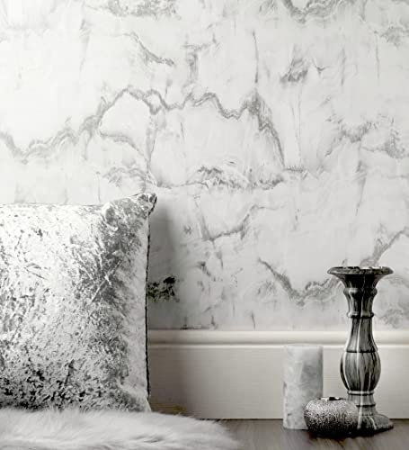 GAULAN 680935 Papier peint lessivable imitation marbre blanc avec veines gris pour mur salon cuisine chambre salle à mange tête de lit - Rouleaux de 10 m x 0,53 m