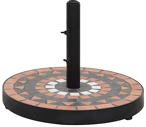 vidaXL Parasol Base Terracotta and White Round 12 kg Outdoor Umbrella Holder