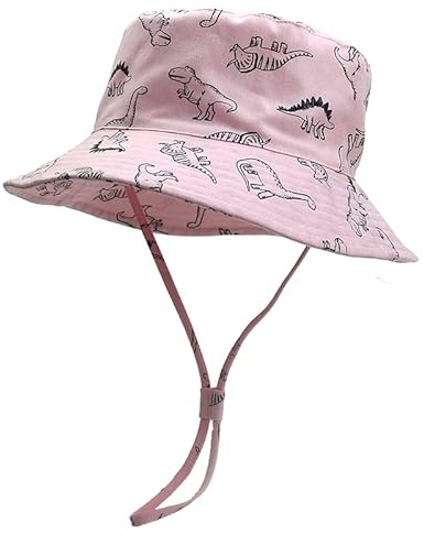 Magwave Cappello da Sole in Cotone per Bambini, Cappello Estivo per Bambini Protezione UV Cappello da Pescatore con Coulisse Regolabile Cappello da Spiaggia UPF 50+ (54, 4-8 Anni, Rosa)