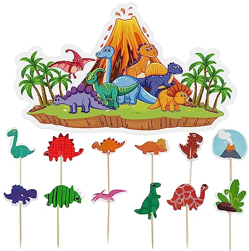 49 Stück Dinosaurier Kuchen Deko, Dinosaurier Geburtstag Deko, Tier Cake Topper Cupcake Deko, Muffin Deko, Dino Geburtstag Muffin Deko, Dino Tortendeko, Baby Party Cake Topper