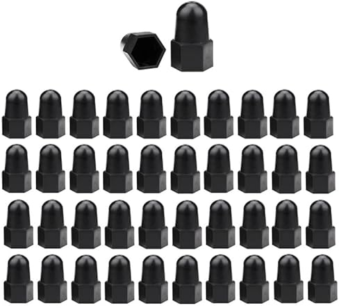 50 Stück Sechskantmutter-Abdeckungen, schwarz, M10 x 17 x 20 Bolzenkappen, Kunststoff, höhere Kuppelschraubenmuttern, Schutzkappen für Schrauben, Sechskantschrauben (M8 x 12 x 25)