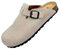 GONKOS®, Lederclogs mit Kork-Einlegesohle, Wildleder Clogs, echtes Leder, Naturkork, verstellbare Schnalle am Fuß, Herren-/Damensandalen, Qualitätssandalen, Made in Spain, Farbe Creme, Größe 40
