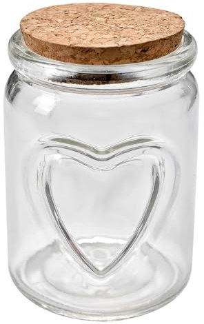 Clayre & Eef Vorratsglas Ø 7x10 cm Transparant Glas Herzen Vorratsdose