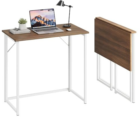 Dripex Folding Desk Foldable Small Computer Desk Writing Table for Small Place Easy Assembly, Brown