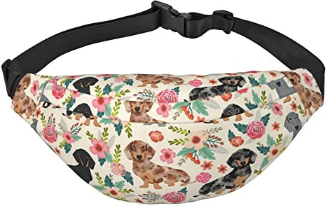 Gürteltasche mit Dackel-Motiv, für Männer und Frauen, verstellbarer Gürtel, Gürteltasche, modische Bauchtasche, Reise-Geldbörse, Schwarz , Einheitsgröße, Geldgürtel