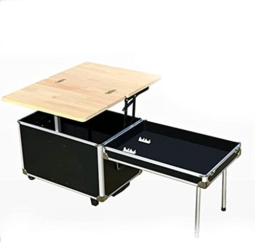 KGDJBGSE Mesa De Camping Portátil,Coche Al Aire Libre Multifuncional Cocina Móvil Plegable Portátil Camping Mesa De Picnic Almacenamiento Caja De Almacenamiento con Ruedas 55L Gran Capacidad,a