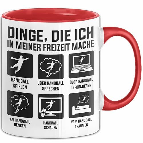 Dinge Die Ich In Meiner Freizeit Mache Handball Tasse Geschenk Handball-Spielergeschenkidee (Rot)