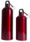 Bakhtiar Aluminium Trinkflasche - Outdoor Trinkflasche Kohlensäure geeignet - Auslaufsichere Wasserflasche Aluminium für Sport Freizeit - Alu-flasche mit Karabiner (Rot, 1000)