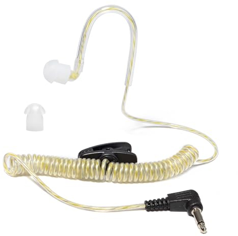 HYSHIKRA Ohrhörer Schallschlauch One Ear Listen Only Kopfhörer mit symmetrischer Armatur - transparent- inkl. Halteclip (1 Pack Inklusive 1 Ersatzohrstöpsel)