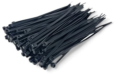 Black Cable Ties (100 Pack - 550mm x 4.8mm) Small Nylon Zip Ties Plastic Tie Wraps for Office Cable Tidy Garden DIY