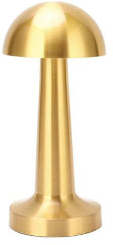 Pilz-Tischlampe, dekorativer Bodenschalter, kabellos, Pilz-Tischlampe, Typ C, Aufladen für Schlafzimmer (Gold)