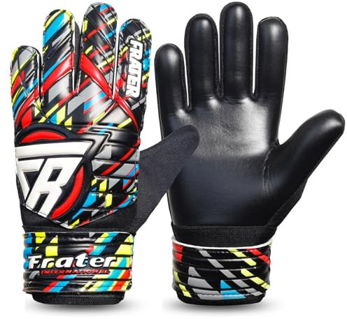 Being fit Torwarthandschuhe Kinder, Torwarthandschuhe Herren, Fußballhandschuhe Kinder, Fussballhandschuhe Kinder, Fußball Handschuhe Kinder 4mm Latex (Schwarz/Rot, Größe 5 geeignet für 9-12 Jahre)