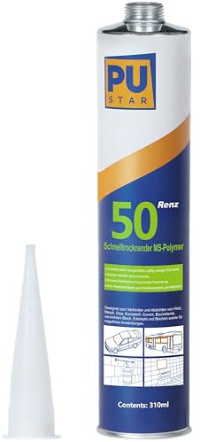 Pustar Renz50 Schnelltrocknender MS Polymer Kleber extra stark Karosseriekleber Baukleber Unterwasserkleber 310ml (Schwarz, 1 Gültig bis 20.04.2025, Aluverpackung, voll nutzbar, gratis Rückgabe)