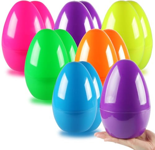 ROSAUI 12x Jumbo Ostereier zum Befüllen, 20cm Eier aus Kunststoff, große XXL-Plastikeier Kunststoff-Ostereier für den Garten