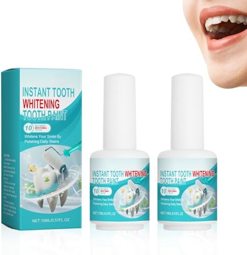 2 Flaschen Zahnlack Weiß,Zahnlack Teeth Whitening Paint,Milde Formel,Schnelle Wirkung,Einfache und Bequeme Anwendung,Frischer Atem Bei Kontinuierlicher Anwendung (15 Ml)