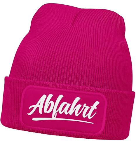 MoonWorks® Damen Beanie Patch Skifahren Strickmütze mit Spruch Team Après Ski Aufdruck Lustig Damenmütze