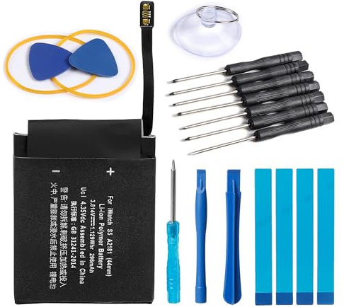 NEWASHAN Batterie A2181 Compatible avec Apple iWatch Watch S5 Série 5 SE 44mm A2093 A2095 A2157 A2352 A2354 A2356 GPS+Cellular Rechargeable Lithium-polymère Accu Pile 3,81V 296mAh (S5-44mm-A2181)