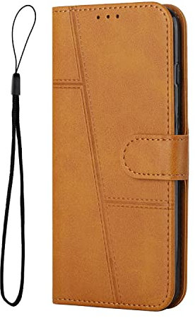 Ucikov Leather Phone Pouch for Apple iPhone 11 Pro Max, Wallet Case Shockproof Magnetic Clasp Kickstand Card Purse Case for Apple iPhone 11 Pro Max, Yellow