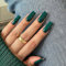 KQueenest Press On Nails Lange Mandel Eckig, Sarg Nägel zum Aufkleben Dunkelgrün, Glänzende Jelly-Gel Fake Nails Fingernägel zum aufkleben Ballerina, Einfarbig Acryl Kunstnägel für Frauen, 24 Stück