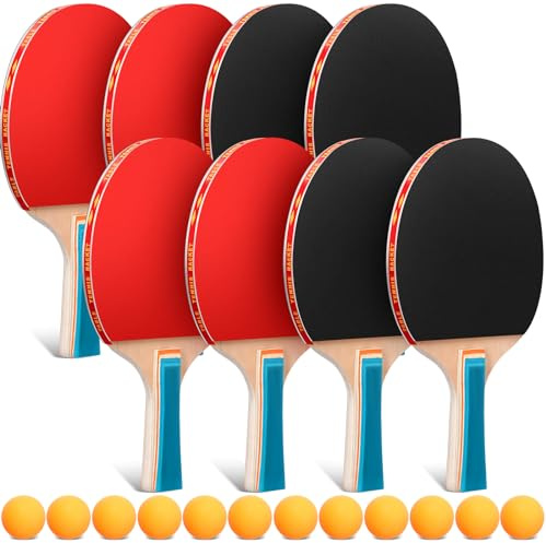 Liliful Tischtennis-Paddel-Set, Tischtennisschläger, Bulk-Paddel, tragbares Zubehör für Indoor-Outdoor-Spiele, farbiger Griff