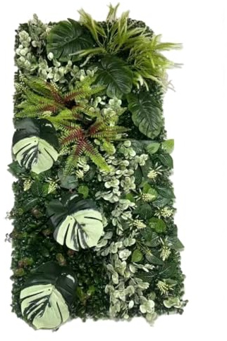AQCQDQ Künstliche Pflanzenwand, 50 x 100 cm Outdoor Künstliche Hecke, PE, Künstliche Pflanzen Wie Echt, Simulierte Wandpflanze, Blumen Wanddekoration für Wandbegrünung (Kombination 7)