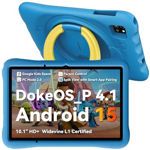 OSCAL Kids Tablet 10 Inch, Android 15 Tablet for Kids 3-12 Years, Octa-Core, 12GB RAM, 128GB ROM/512GB TF, 5100mAh, 5MP+8MP, Eye-Friendly HD, Parental Controls, Kid-Proof Case, WiFi&Bluetooth,Blue