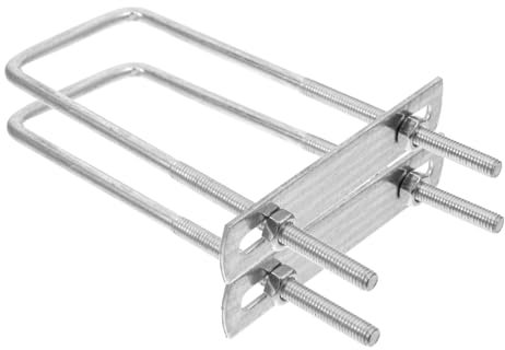 ELAYARD 2 Stück Schraubrohrschelle Vierkant-U-Bolzen runde Rohrschelle für UTV Turbolader-Auspuffschelle Werkzeuge für Rohrschellen Klemme mit Haken Rostfreier Stahl Silver