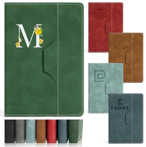 ENOMY Notizbuch Personalisiert A5 Leder Tägliches Personalisiertes Notizbuch für Männer Frauen 240 Seiten Notizheft mit Namen Hardcover Liniertes für Arbeit Meeting College Business Grün