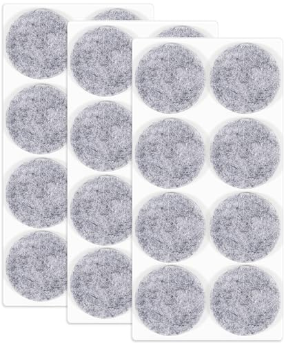 HNR 40mm Felt Furniture Pads for Hardwood Floors - 24 Pcs 3mm Thick Self Adhesive Chair Leg Felt Pads, Floor Protector Pads for Furniture Feet (Gray)