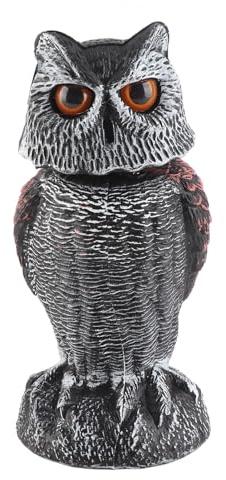 Rhawuy Plastic Shake Head Owl Replica | Scare Birds Away with Lifelike Motion | Artificial Owl for Garden/Yard/Farm | High Simulation Design, Wind - Activated Head