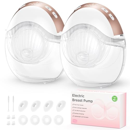 Wearable Electric Breast Pump Double, Hands Free Breast Pump for Breastfeeding Moms, Quiet & Discreet Portable Pump with 3 Modes 12 Levels, BPA Free, 4 Flange Sizes